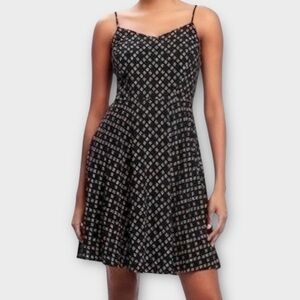 Old Navy Fit And Flare Y2K Dress M Black Geo Print Fairy Romantic Babydoll